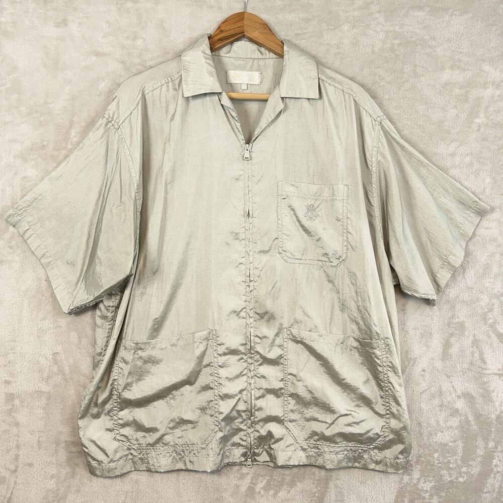 Kith Kaydin Full Zip Nylon Shirt Men's Size XL Olive Ivory Gorpcore Streetwear